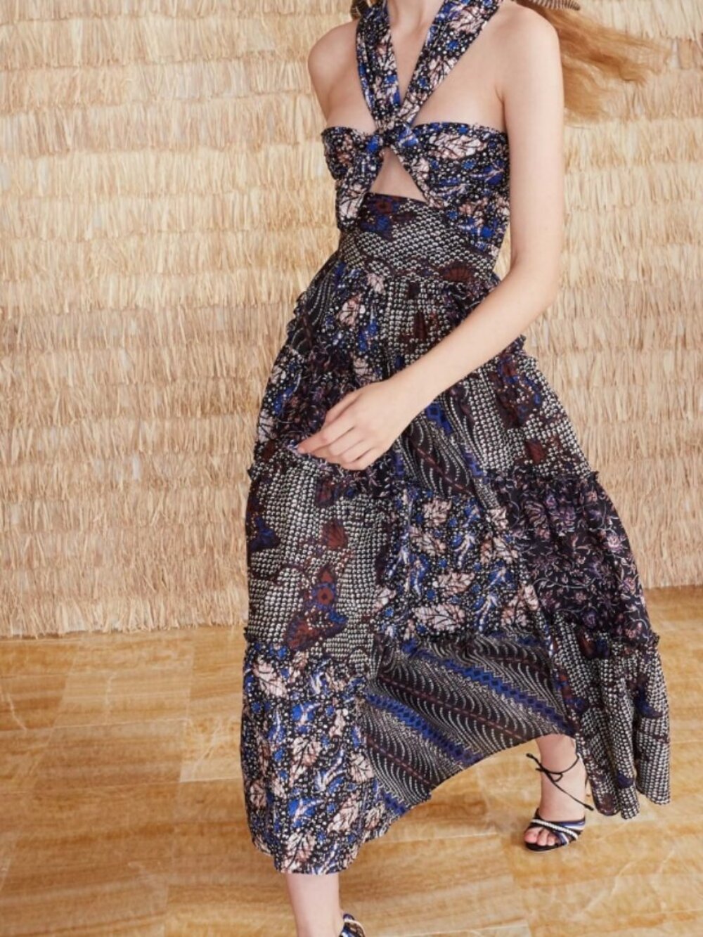 NWOT ULLA JOHNSON Naaila Midi Dress in Indigo XS $695
